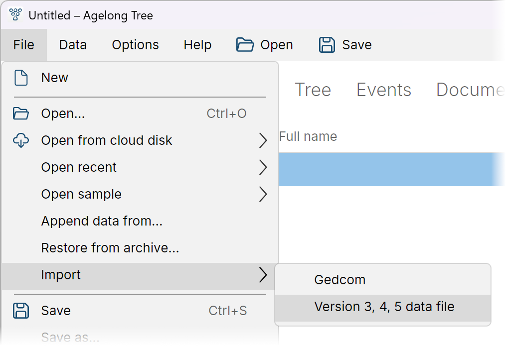 Import data file Import data file